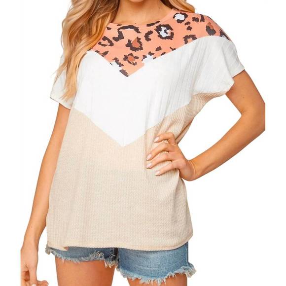 NEW HAPTICS chevron short sleeve top in multi - Picture 1 of 3